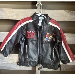 Sesame Street Elmo Born To Ride Faux Leather Bomber Jacket 3T